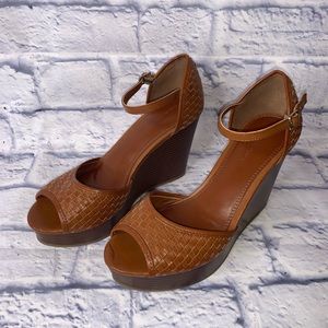 Banana Republic Woven Leather Wedge Sandals